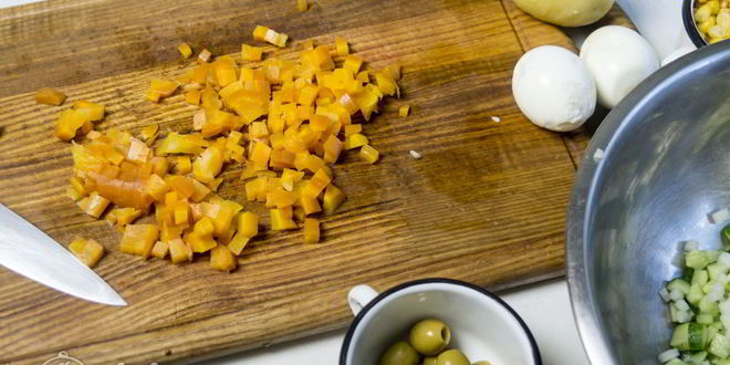 Рецепт салата оливье с креветками