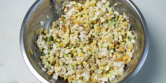 Рецепт салата оливье с креветками