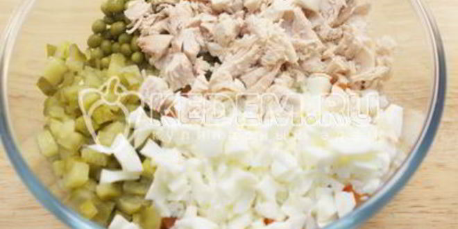 Рецепт салата с курицей праздничное оливье