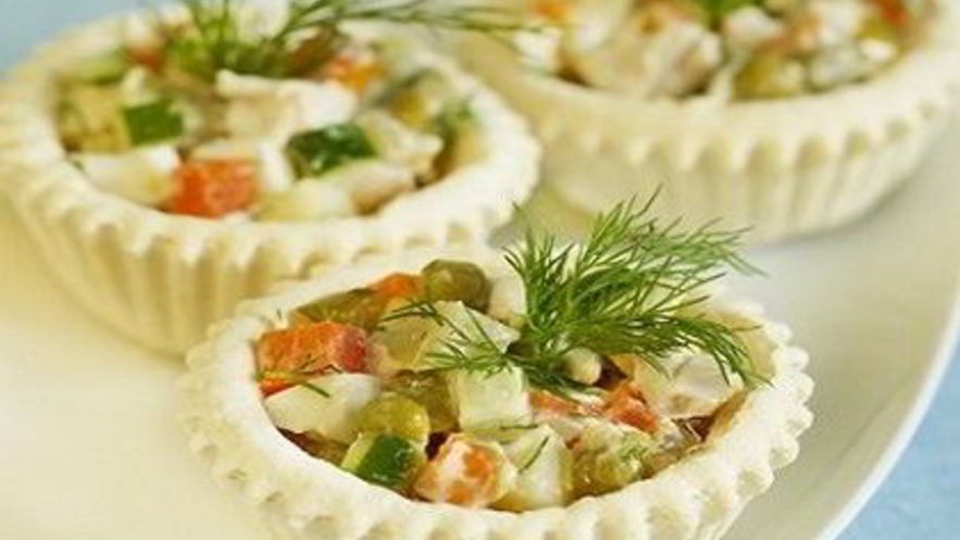 Рецепт тарталеток с салатом оливье