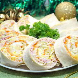 Рецепт Закуски Оливье-рулет