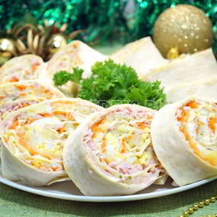 Рецепт Закуски Оливье-рулет