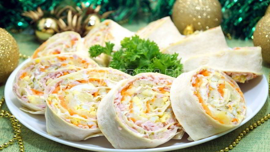 Рецепт закуски оливье-рулет