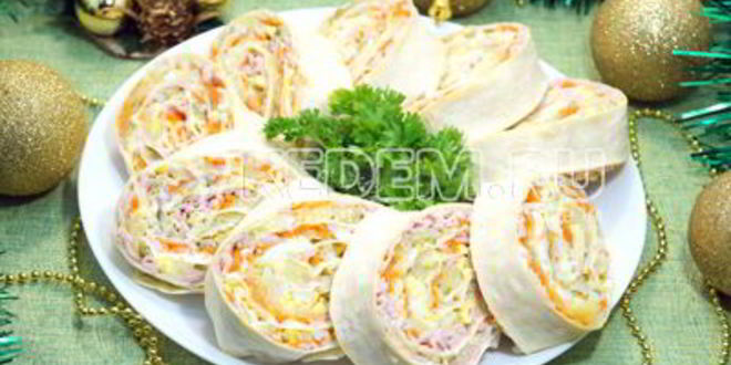 Рецепт закуски оливье-рулет