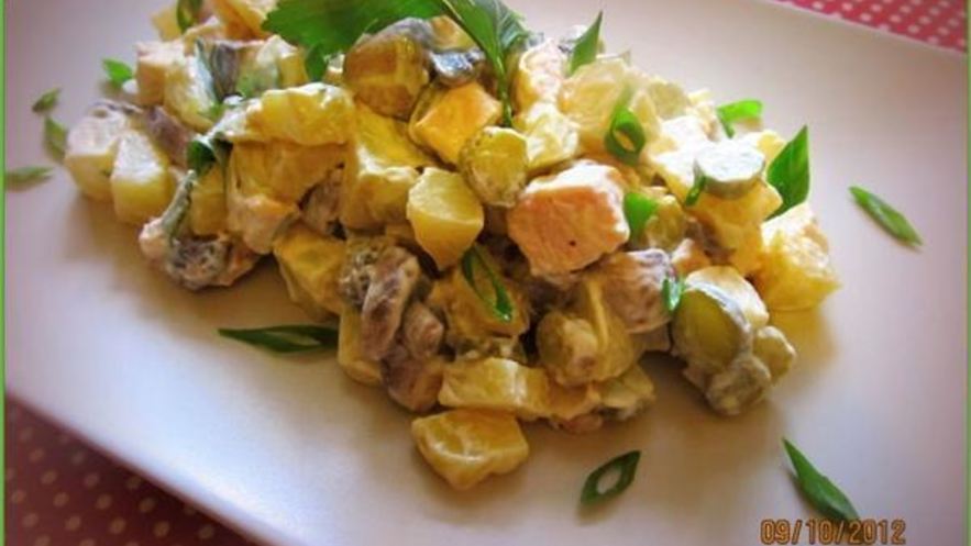 Рецепт салата деревенского с курицей