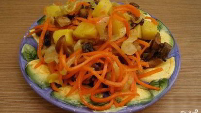 Рецепт Салата из корейской моркови с грибами