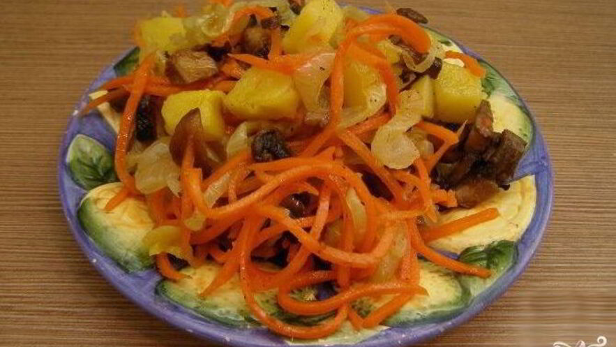 Рецепт салата из корейской моркови с грибами