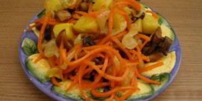 Рецепт салата из корейской моркови с грибами