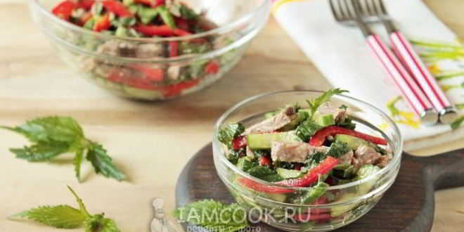 Рецепт салата из крапивы с мясом
