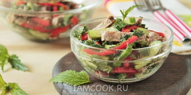 Рецепт салата из крапивы с мясом
