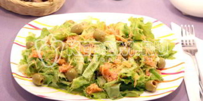 Рецепт салата из редиса с маслинами