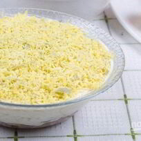 Рецепт Мимозы без моркови и картошки