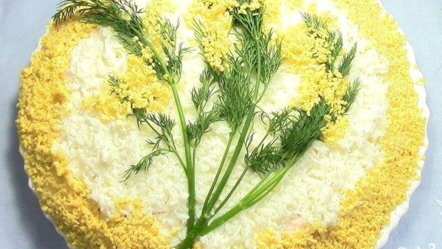 Рецепт мимозы с плавленым сыром