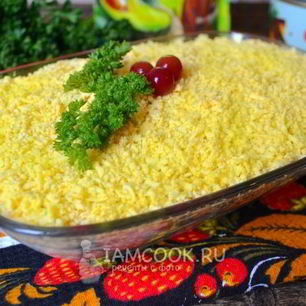 Рецепт Салата Мимоза без картошки и моркови