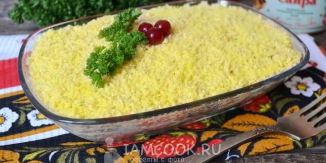 Рецепт салата мимоза без картошки и моркови