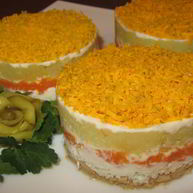 Рецепт Салата Мимоза с картошкой и сыром