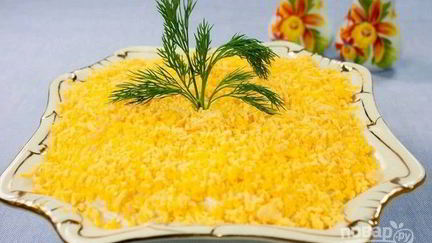 Рецепт Салата Мимоза с крабовыми палочками и сыром