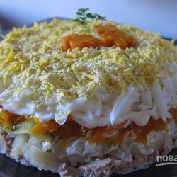 Рецепт Салата Мимоза с маринованным огурцом