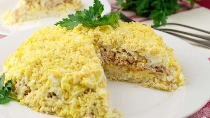 Рецепт салата мимоза с печенью трески