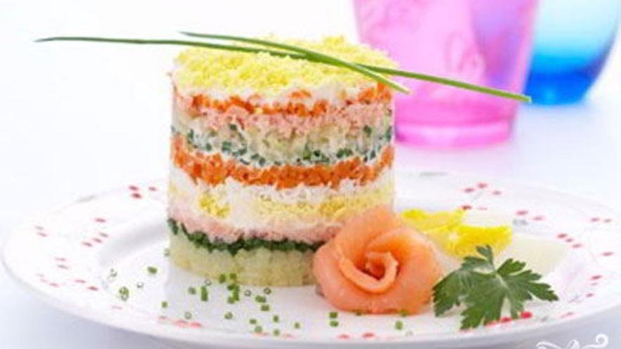 Рецепт салата мимоза с семгой