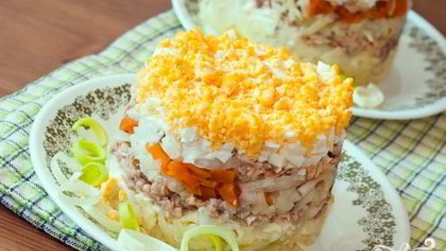 Рецепт салата мимоза с яблоком