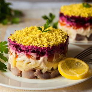 Рецепт Диетической селедки под шубой