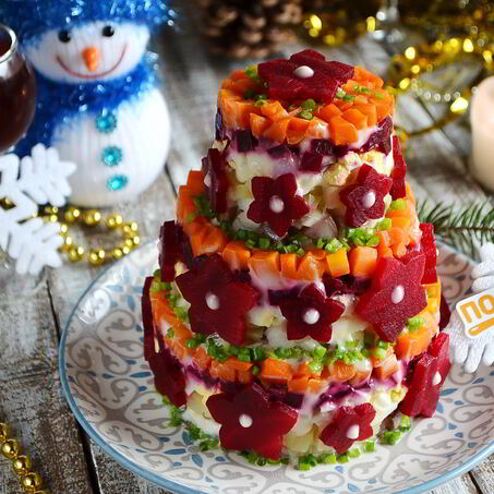 Рецепт Салата-торта Селедка под шубой