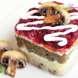 Рецепт Сельди под шубой с грибной икрой