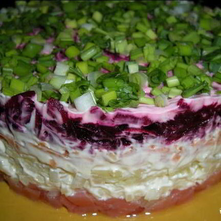 Рецепт Селедки под шубой с лососем