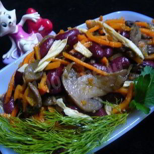 Рецепт Салата с фасолью, грибами, морковью и спаржей