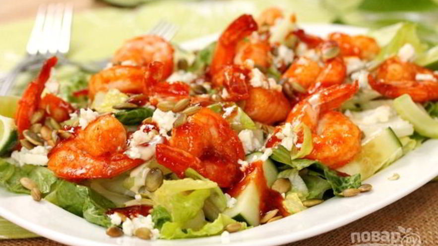 Рецепт салата с креветками