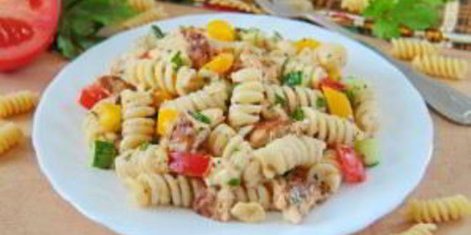 Рецепт салата с курицей и макаронами