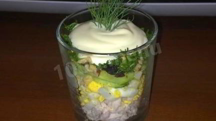 Рецепт Салата с курицей слоями