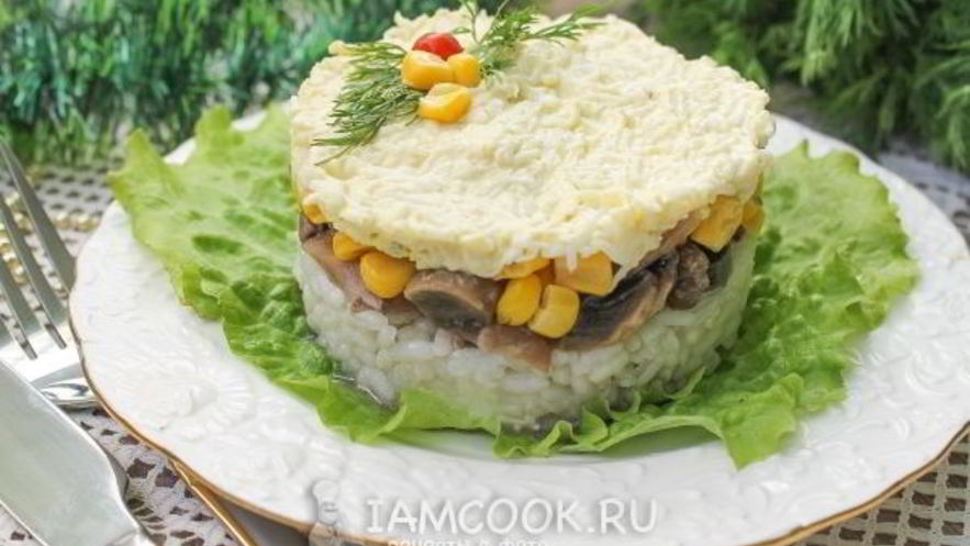 Рецепт салата с маринованными шампиньонами