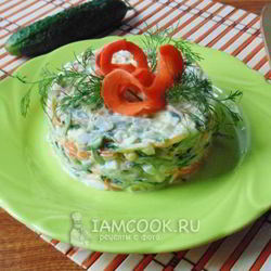 Рецепт Салата с тыквой и свежими огурцами