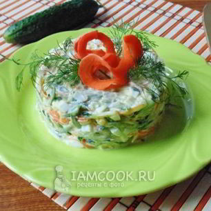 Рецепт Салата с тыквой и свежими огурцами