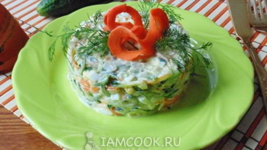 Рецепт салата с тыквой и свежими огурцами