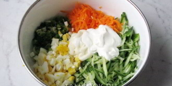 Рецепт салата с тыквой и свежими огурцами