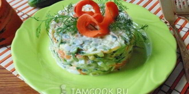 Рецепт салата с тыквой и свежими огурцами