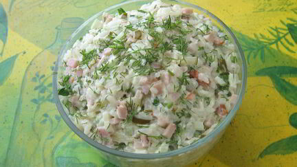 Рецепт Салата с ветчиной и рисом