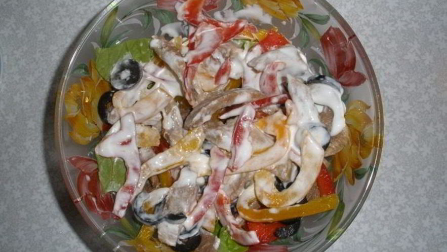 Рецепт салата с языком и перцем
