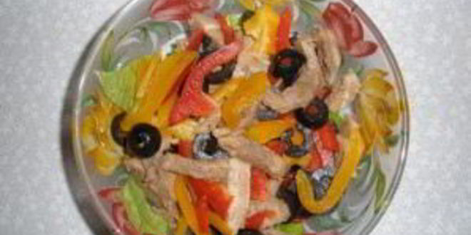 Рецепт салата с языком и перцем