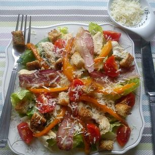 Рецепт Салата Цезарь с индейкой