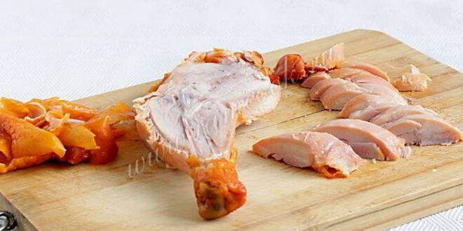 Рецепт салата цезарь с копченой курицей