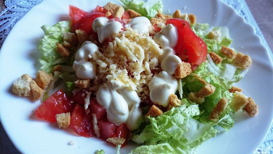 Рецепт вегетарианского салата цезарь