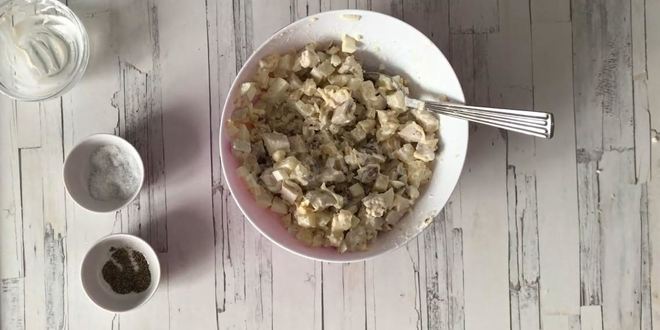 Рецепт салата в тарталетках с ананасом и курицей