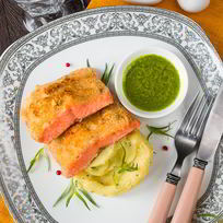 Рецепт Лосося с хрустящей корочкой и эстрагоновым винегретом
