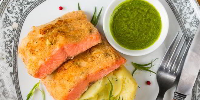Рецепт лосося с хрустящей корочкой и эстрагоновым винегретом
