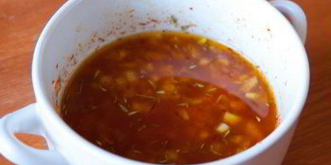 Рецепт салата с курицей, томатами и шафрановым винегретом