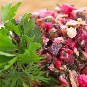 Рецепт Салата Винегрет с морской капустой и рыбой